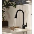 thumbnail image 4 of Moen 87912BL Georgene Matte Black Single Handle High-Arc Kitchen Faucet with Sprayer Function (Deck Plate Included), 4 of 5