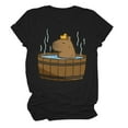thumbnail image 4 of QHWAUAKFBN Womens T Shirts Graphic Fun Graphic Capybara Selfie Cute Cartoon Printed Multi Color Tshirts Top, 4 of 4