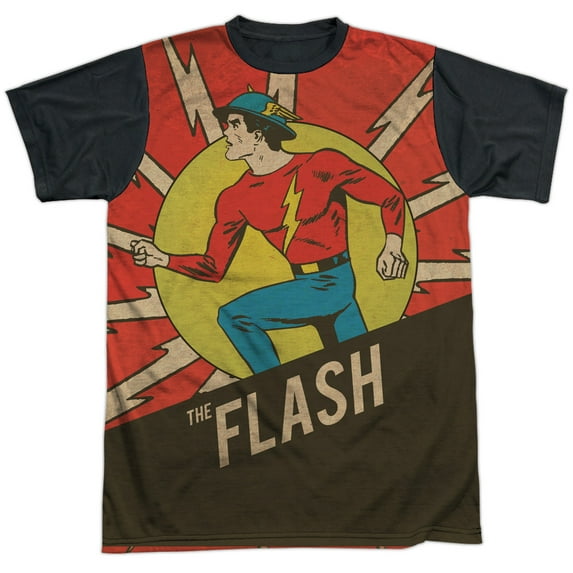 Dc Flash - Vintage Comic Flash - Short Sleeve Black Back Shirt - Small