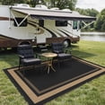 thumbnail image 6 of DEORAB 6'x9' Outdoor Rugs Waterproof Patio Reversible Plastic Geometric Carpet Camping Outside Mat,Black & Brown, 6 of 7