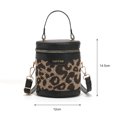 thumbnail image 3 of Bolsa estampado de mujer Mini de cubo cilíndrico de invierno (leopardo negro) Likrtyny Para Estrenar, 3 of 9