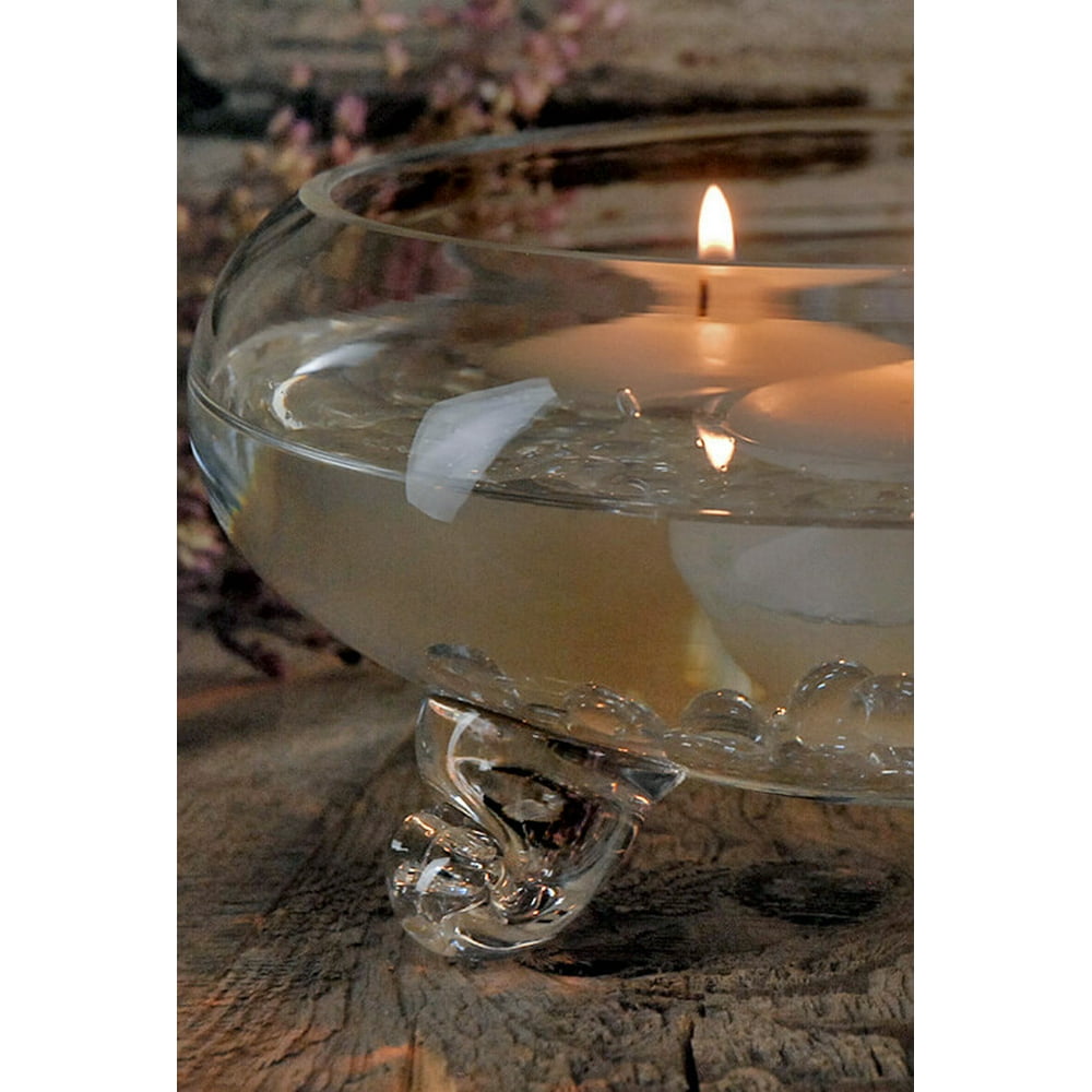 9 inch Clear Glass Footed Floating Candle Bowl
