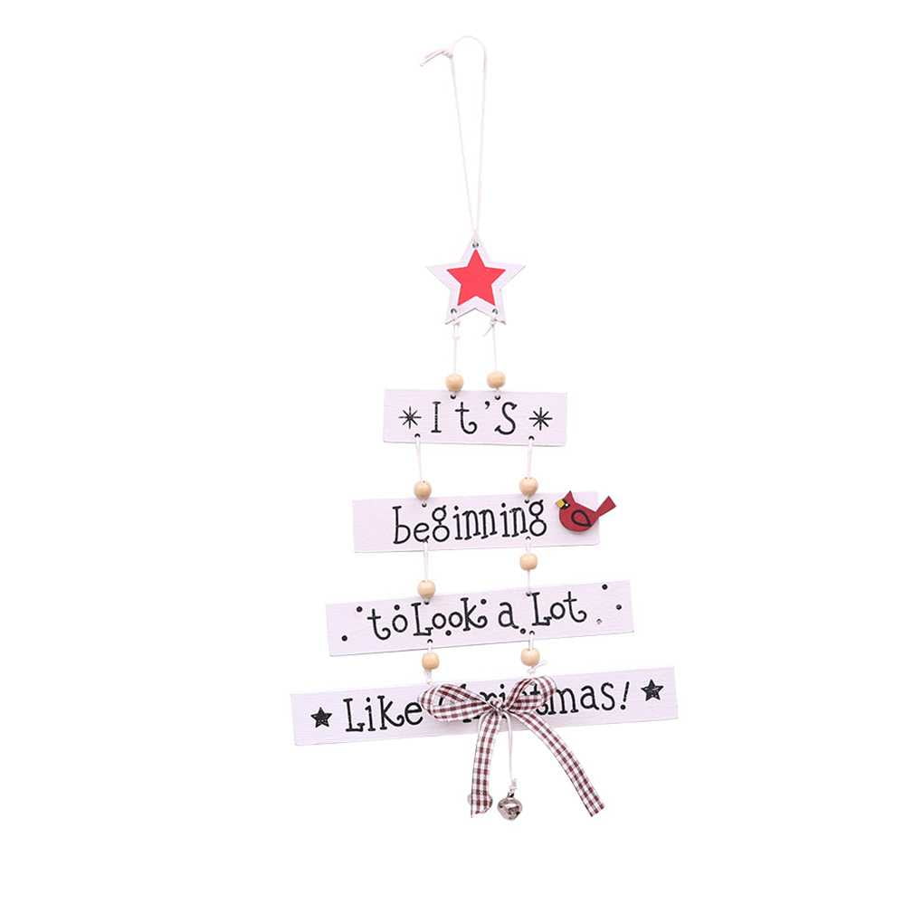 Wooden Hanging Christmas Plaque ~ White