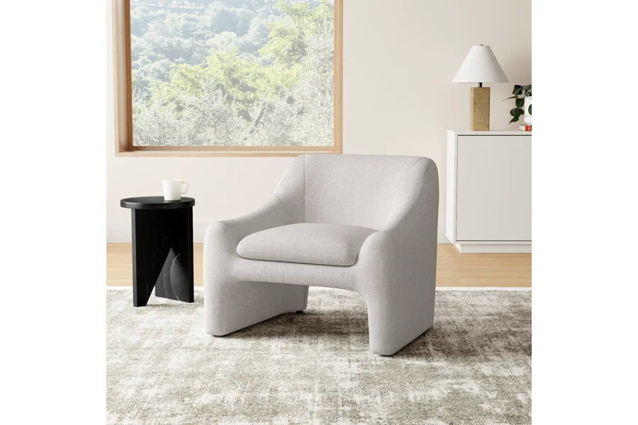 Spruce & Spring 34" Wide Accent Chair for Living Room & Bedroom, White Fabric