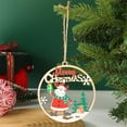 thumbnail image 4 of Mini 3.94" Round Wooden Hollow Christmas Ornaments Tree Decoration, Rustic Merry Christmas Hanging Ornament Wooden Hollow Blessed Words Winter Tree Wreath Decor for Farmhouse, Xmas Gift, 4 of 6
