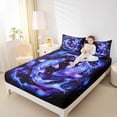 thumbnail image 4 of Manfei Outer Space Bed Sheets,Cartoon Goldfish King Sheets,Gradient Blue Purple Sheet Set For Teens,Ultra Soft Home Decor,4pcs, 4 of 7
