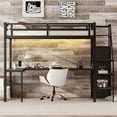 thumbnail image 5 of Morufur Twin XL Metal Loft Bed with Desk and Wardrobe,Heavy Duty Loft Bed Frame with Storage Stairs and LED Lights for Teens, Adults, Black, 5 of 10