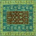 thumbnail image 1 of Ahgly Company Machine Washable Indoor Square Abstract Turquoise Blue Modern Area Rugs, 6' Square, 1 of 4