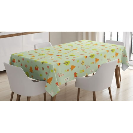 

Ambesonne Woodland Tablecloth Rectangular Table Cover Cartoon Art Autumn Forest 52 x70 Multicolor