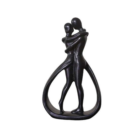 Estatua de pareja abrazada, adorno minimalista, coleccionable, para el hogar Negro