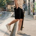 thumbnail image 5 of OIOLOYJM Mens Cargo Shorts Elastic Waist Drawstring Running Hiking Shorts Casual Basic Summer Loose Outdoor Athletic Work Shorts with Multiple Pockets Black L, 5 of 5