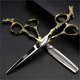 thumbnail image 1 of Juego de tijeras de peluquería profesionales de 6 pulgadas con tijeras de entresacar doradas 440C para barberos., 1 of 4