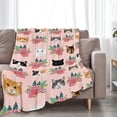 thumbnail image 4 of Cat Blanket for Girls Pink Flowers Cat Throw Blanket Cute Animal Cats Stuff Plush Blanket Fleece Fuzzy Pet Pattern Gifts for Kids Adults Super Soft Warm Cozy Flannel for Couch Bed Sofa 50"x40", 4 of 6