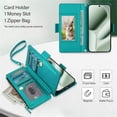 thumbnail image 4 of For Google Pixel 9 / 9 Pro 5G RFID Blocking Wallet Case, Crossbody Purse Phone Case with 9 Card Slots, Zipper Pocket & Detachable Strap,Green,For Pixel 9 / 9 Pro, 4 of 9