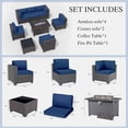 thumbnail image 6 of Gotland 8 Pieces Outdoor Patio Furniture Set with 43" Propane Fire Pit Table, PE Rattan Patio Conversation Set (Navy Blue), 6 of 8