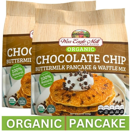 War Eagle Mill Chocolate Chip Buttermilk Pancake & Waffle Mix, Organic, 22 oz. Bag (Pack of 2)