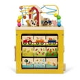 Battat barnyard activity cube with 5 sides and bead maze wooden baby