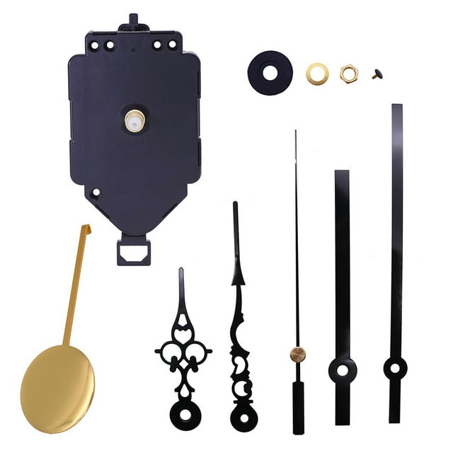Electronicheart 11 Pieces Wall Clock Movement Pendulum Type Professional Quartz Repair Shaft Black 1Set