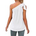 thumbnail image 4 of Camisa sin mangas de mujer transpirable informal de color puro con ajuste holgado y un hombro para verano blanco L, 4 of 6