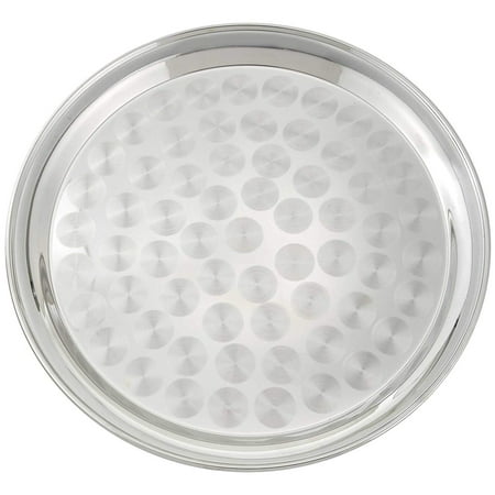 Chemical Service Tray Serving Tray 14” Round Restaurant Commercial Stainless Steel Swirl Service Waiter/Waitress Serve-ware ()