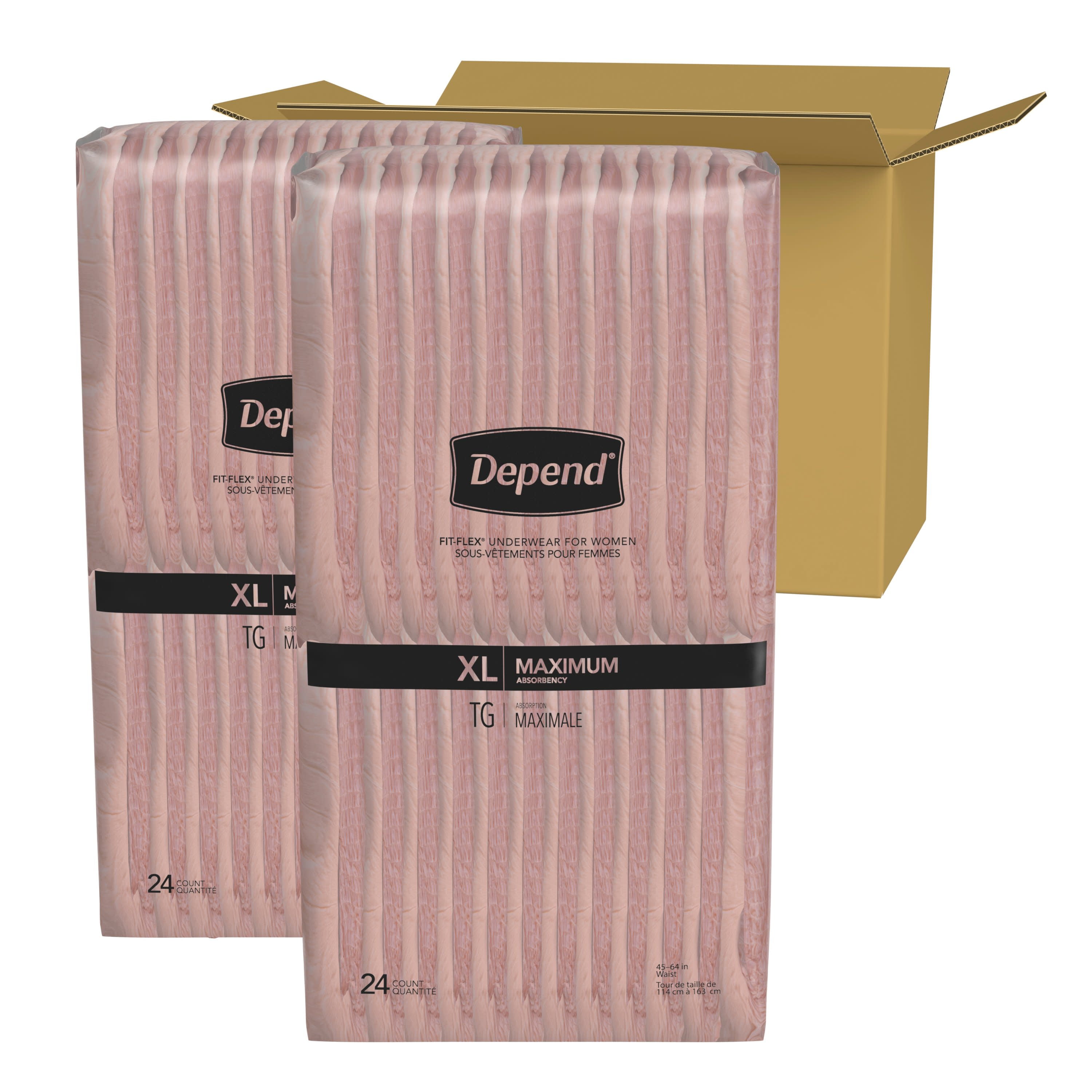 Depend Fit-Flex Incontinence Underwear for Women, Maximum Absorbency, Small,  Light Pink, 19 Count