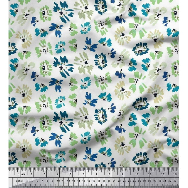 Soimoi Polyester Crepe Fabric Flower Artistic Print Fabric by Yard 42 Inch Wide