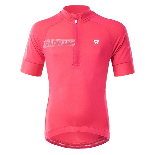 Radvik - Jersey de Ciclismo Alpha Logotipo Niñas (Azalea, Blanco Brillante)