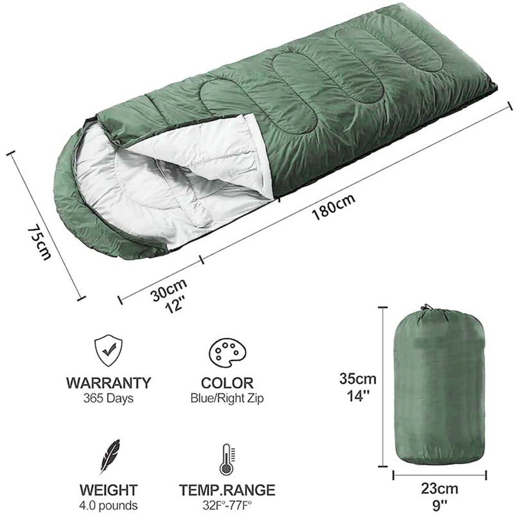 eYotto 83" Sleeping Bag, Camping Waterproof Lightweight Sleeping Bag for Adult, Camping Gear Equipment for Travel Camping Picnic Climbing (Deep Green, 41℉- 68 ℉)