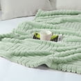 thumbnail image 4 of Whale Flotilla Fluffy Fleece Throw Blanket 50"x60" for Couch, Bed, Sofa, Fuzzy Soft Cozy Throw with Decorative Jacquard Pattern for All Season, Warm but Lightweight, Sage Green, 4 of 9