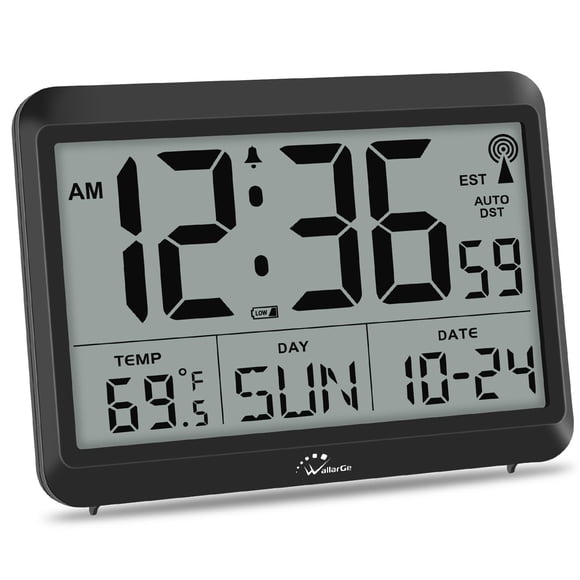 Reloj de pared digital Atomic WallArge, autoajustable con temperatura