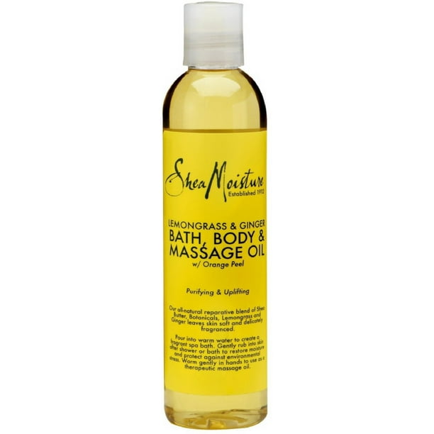 Shea Moisture Lemongrass & Ginger Bath, Body & Massage Oil 8 oz (Pack