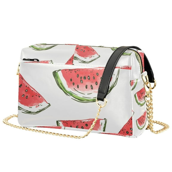 FORMRS Women Crossbody Purse with Chain Strap Vegan Leather Shoulder Handbag, Watermelon Pattern