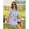 thumbnail image 3 of Ekouaer Women Zipper Front House Coat Short Sleeves Robe Zip Up Bathrobes Short Nightgown with Pockets, 3 of 6