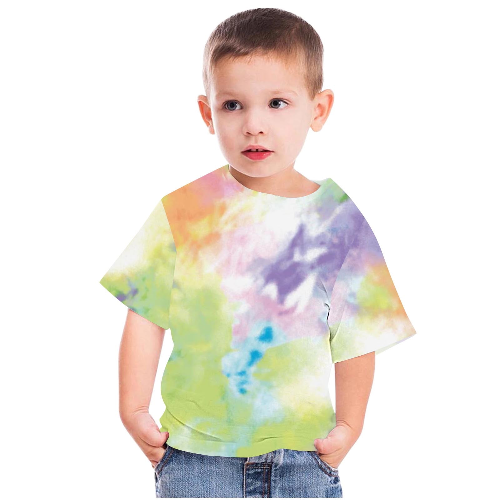 A2Z 4 Kids - T-Shirts Filles Coton Uni Tie Dye, Manches Courtes, Doux Et Confortables 3-14 Ans