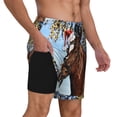 thumbnail image 2 of Kdxio Christmas Horse Print Men'S Swim Trunks With Compression Liner 7 Inch Inseam Quick Dry Swim Shorts, 2 of 7