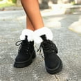 thumbnail image 2 of Womens Winter Boots Chunky Heel Round Toe Lace-Up Mid-Heel Ankle Boots Fashion Casual Warm Fall Winter Shoes for Women Black 9.5, 2 of 8