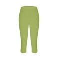thumbnail image 6 of Elainilye Fashion Women'S Leggings Summer High Waisted Solid Color Capris Slim Fitting Yoga Pants Gym Leggings,Green, 6 of 7