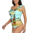 thumbnail image 2 of Gaeub African Women Women's One Shoulder Ruffle Tummy Control Swimwear for Swimming Surfing Beach Party - Medium, 2 of 8