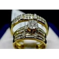 thumbnail image 3 of Diastar Jewels 2.50 Ct Cubic Zirconia 14K Yellow Gold Finish Silver Trio His Her Wedding Ring Set, 3 of 3