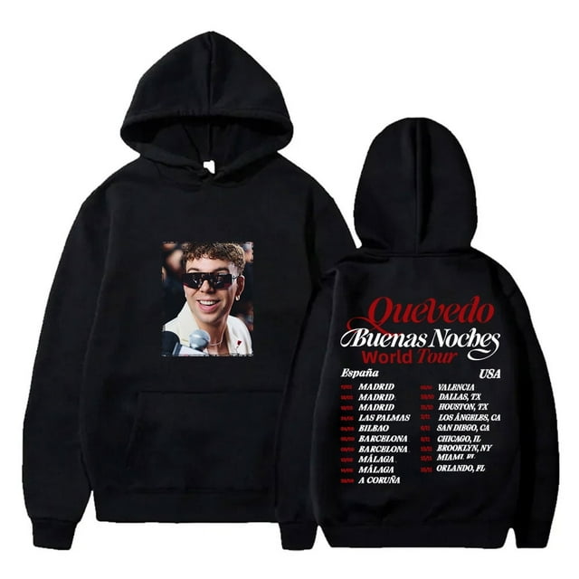 Quevedo Buenas Noches Tour 2025 Merch Sudaderas Merch Mujeres Hombres HipHop Sudaderas de manga larga
