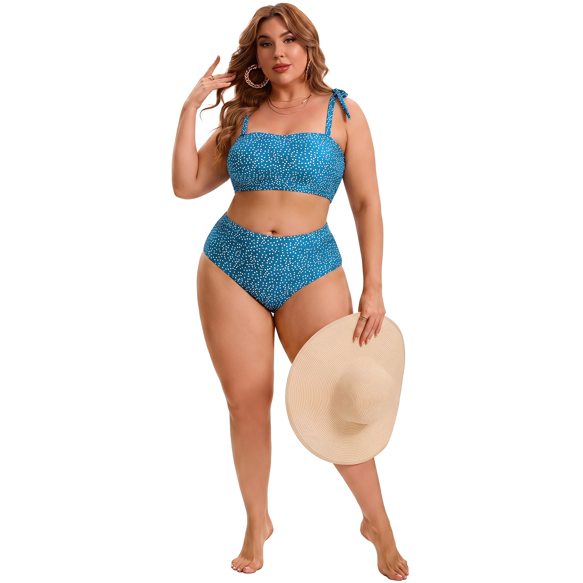 DARING DIVA Women's Plus Two Piece Bikini Tummy Control Vacation Set 2X Indigo