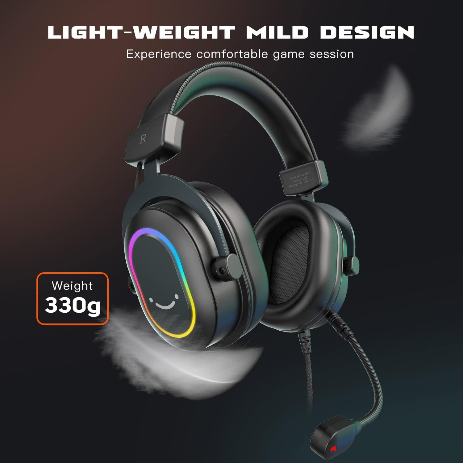 FIFINE H6 Wired Gaming Headset with Microphone for Computer PC, PS5/PS4, 330g Lightweight, USB Control Box with 7.1 Sound, EQ Mode for FPS Gamer