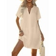 thumbnail image 3 of Women'S Swimsuit Cover Up Shirt V Neck Short Sleeve Bathing Suit Coverups Summer Beach Cover Ups Apricot M, 3 of 8