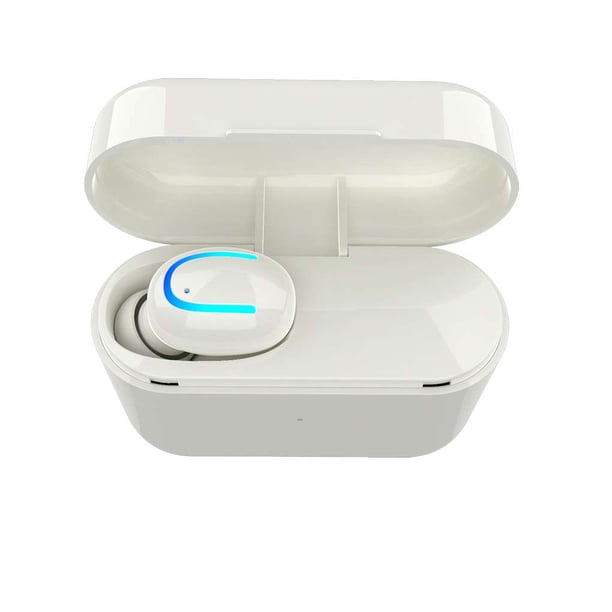 Sidaley Auriculares inalámbricos Bluetooth de una sola pieza, miniauriculares deportivos a prueba de sudor, caja de carga de 500mAh para IOS/Andriod Cables de audio/vídeo blanco