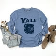 thumbnail image 3 of Yale Bulldog Distressed - Women's Garment Dyed Long Sleeve Graphic T-Shirt, 3 of 14