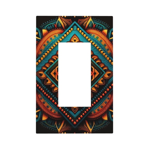 Indian Tribal Ethnic Native Single Gang Wall Plate 1 Gang Decorative Electrical Outlet Light Switch Cover Switchplate