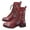 Red, variant on Jsaierl Women's Combat Boots Lace Up Embroidered Boots For Women Western Cowboy Ankle Booties Fashion Low Chunky Block Heel Pointed Toe Fall Heeled Booties Shoes