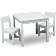 Delta Children MySize Wood Play Table and Chair Set (2 Chairs Included) - Greenguard Gold Certified, Bianca White
