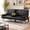 Black552, variant on BSHTI 65" Polyester Futon Sofa Bed with Drop-Down Console, Cup Holders, 3-Position Backrest, Arm Cushions, Chrome Legs for Living Room(Navy Blue)