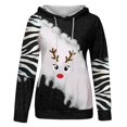 thumbnail image 4 of Fesfesfes Women Hooded Hoodie Printing Loose Color Matching Casual Christmas Long Sleeve Tops Clearance Under $10, 4 of 4